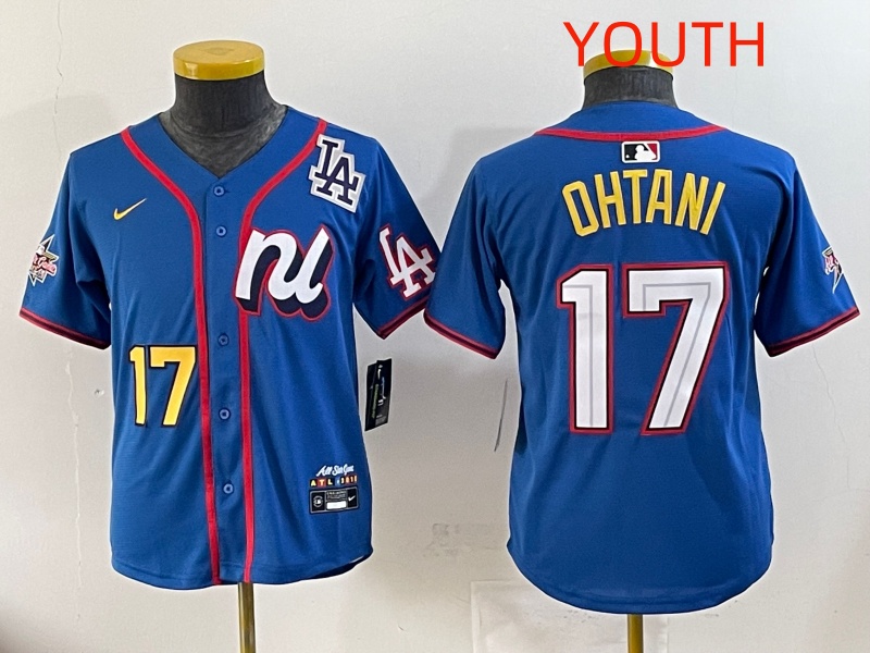 Youth 2025 Los Angeles Dodgers #17 Ohtani Blue Nike  2025 MLB All Star Jersey style 006